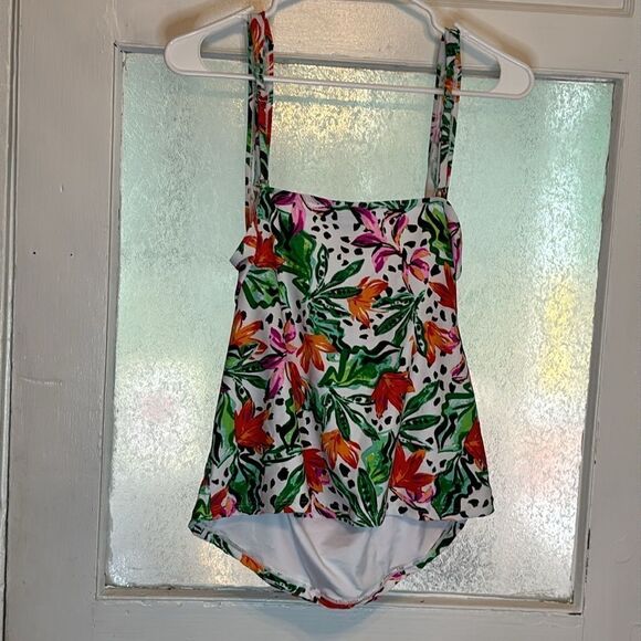 Caribbean Joe Women’s White Tropical Floral Print Tankini Top Size 2XL - Picture 6 of 6
